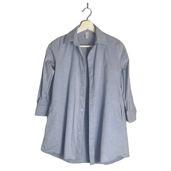 American Apparel Cotton Blue Shirt Dress with Pockets Size XS/S Comfy - Picture 9 of 11